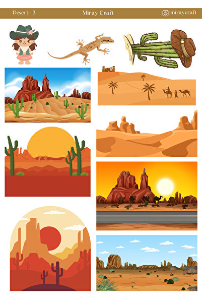MirayDesign 1 Foaie de autocolante cu tematică de deșert – Jurnal și Planific...