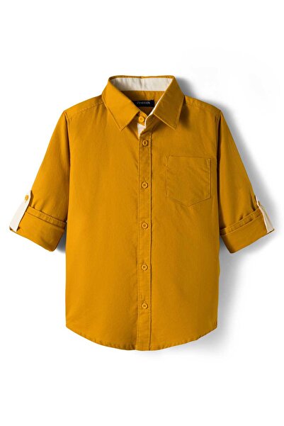 Pine kids Cotton Woven Full Sleeves Solid Shirt - Dark Yellow