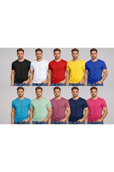 zs zaos fashion Set de 10 tricouri unisex pentru femei și bărbați, cu gât cre...
