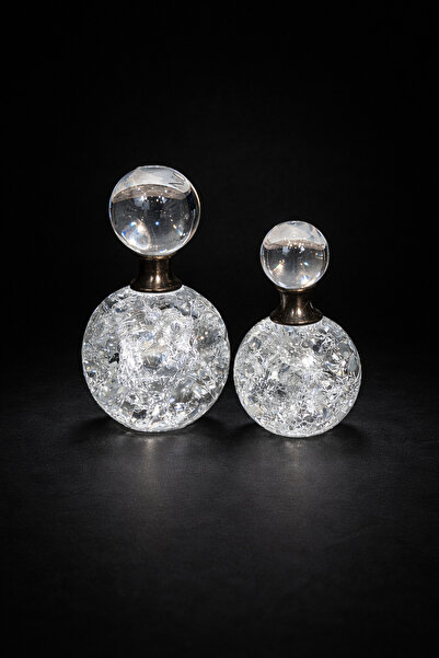 KRİSTAL DÜNYASI 2'Lİ ÇATLAK KÜRE DEKORATİF PARFÜM ŞİŞESİ