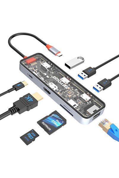 Arabest 8 in 1 USB C Hub, USB C Hub Multiport Adapter with 4K HDMI, 100W PD, ...