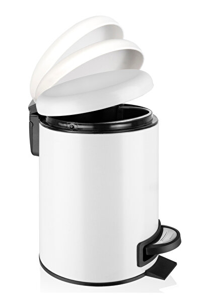 GörSeç White 12 Liter Elite Pedal Trash Can Luxury Kitchen Trash Bin Elite Ho...