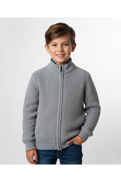 Primo Gino 100% Cotton Knit Full Sleeves Front Open High Neck Sweater with Ca...