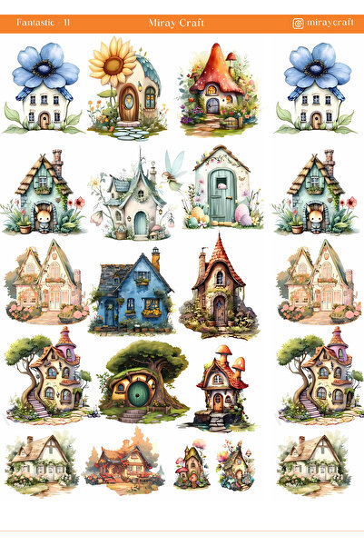 MirayDesign 1 Foaie de autocolante cu tematică fantastică – Jurnal și Planifi...