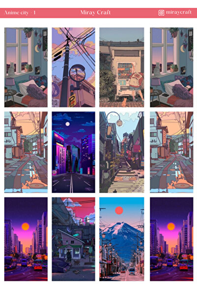 MirayDesign 1 قطعة من ورقة الملصقات ذات الطابع الأنمي سيتي (12×17 سم)