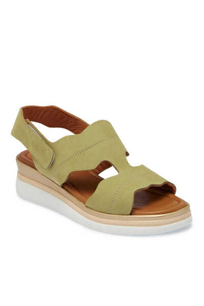 Tergan Yeşil Hakiki Nubuk Deri Kadın Sandalet - K25Y1SN67853-K01