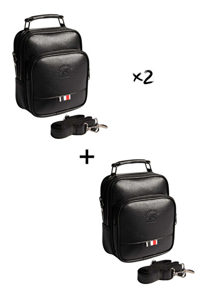 NEWISH POLO ACCESSORIES Черна кожена мъжка чанта за пътуване, носеща се на ра...