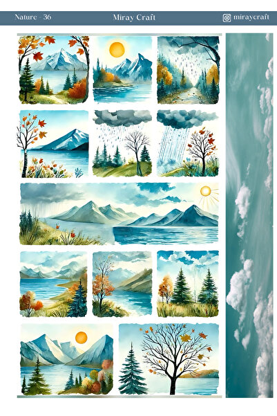 MirayDesign 1 foaie de autocolante cu tematică naturală de 12*17 cm pentru al...