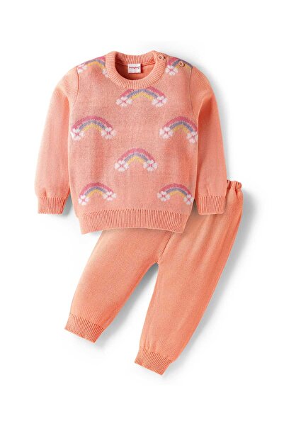 Babyhug Knit Full Sleeves Pullover Sweater and Pants Set with Rainbow Design ...