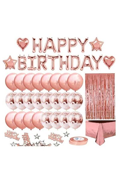 LIXADA مجموعة زينة حفلات أعياد الميلاد باللون الذهبي الوردي، قوس بالونات مزين...