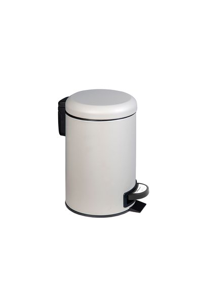 GörSeç 3 Litre BEJ Elit Lüks Banyo Seti Pedallı Çöp Kovası Tuvalet Fırçası LÜKS Banyo Çöp Kovası