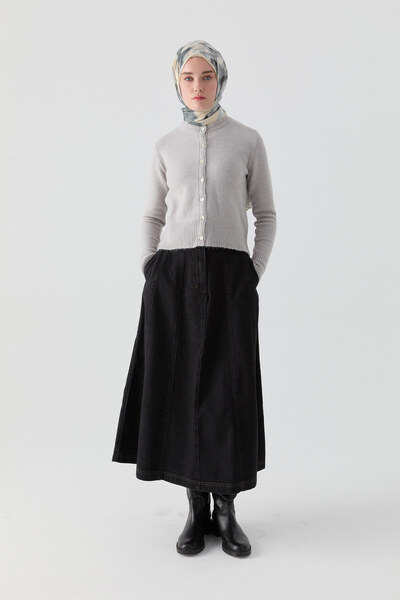 Tuğba Parçalı Denim Etek - Siyah