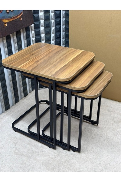 sandıkçı HACI HAFIZ Tekerlekli zigon sehpa takımı. Metal ve ahşabın eşsiz uyumu