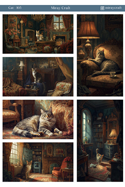 MirayDesign 1 Sheet Cat Themed Sticker (12X17 cm) for Bullet Journal, Scrapbo...