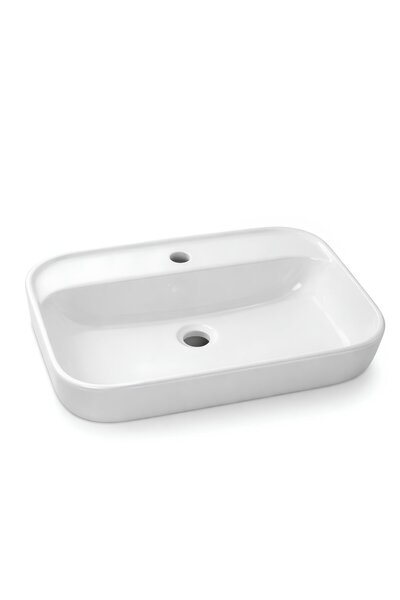 Turavit Loft Dikdörtgen Tezgâh Üstü Batarya Delikli Beyaz Lavabo 60x40 Cm LFT0710