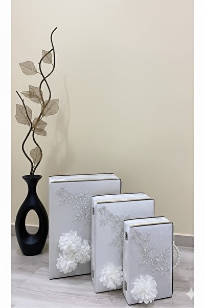 Duru Çeyiz Sandıkları Güllü Söz Nişan Bohça Gelin Düğün Çeyiz 3lü Set