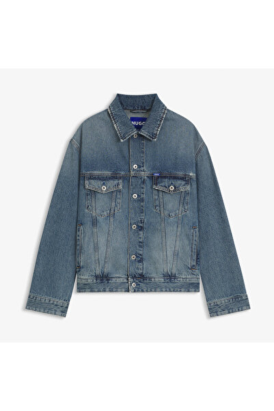 Hugo Boss Hugo Loose Fit Stonewashed Erkek Mavi Denim Ceket