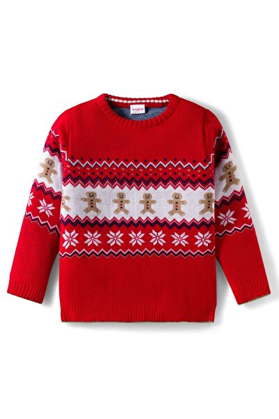 Babyhug Knit Full Sleeves Pullover Sweater with Aztec Design - Red