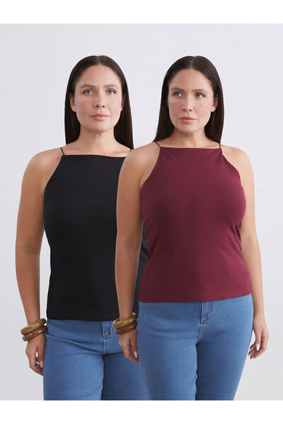 LC Waikiki Plus Size Halter Neck Women's Tank Top 2-Piece