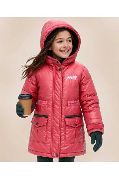 Pine kids Woven Full Sleeves Padded Hooded Jacket with Quilted Design & Text ...