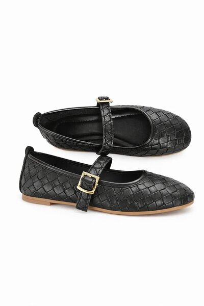 Slipcat Women's Ballet Flats Classic Knitted Leather Patterned Flexible and E...