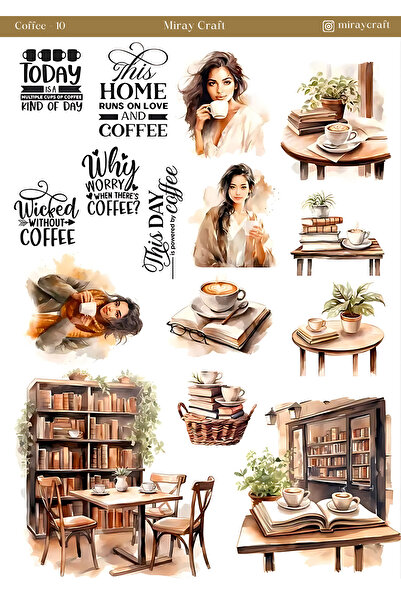 MirayDesign 1 autocolant cu tematică cafea – 12x17 cm pentru albume de însemn...