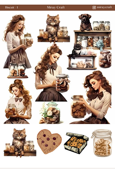 MirayDesign 1 Foaie de autocolante cu tematică biscuiți – Jurnal și Planifica...
