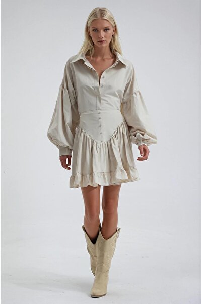 Lijuri Pile and Button Detailed Shirt Skirt Set 10309