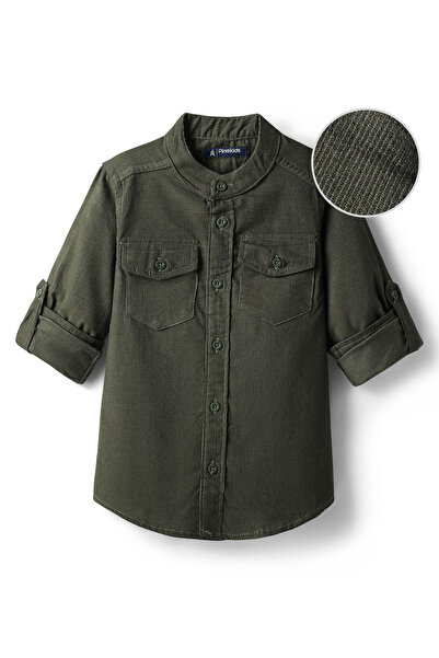 Pine kids Corduroy Woven Front Pockets Detailed M&arin Collar Full Sleeve Sol...