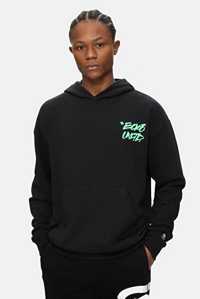 ecko unltd. Miramar Black Back Printed Oversized Cotton Men's Sweatshirt