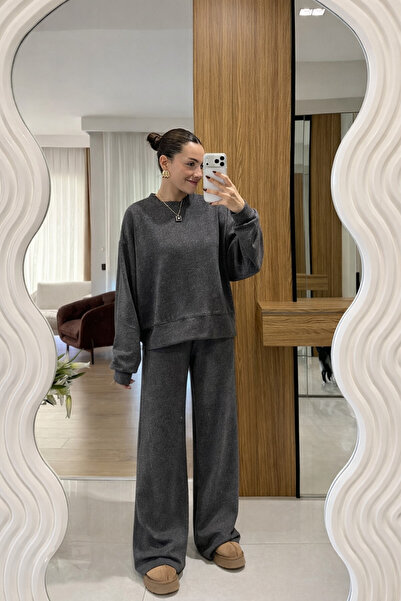 YAKAMEL طقم رياضي نسائي فاخر بأكمام طويلة وخصر مرتفع وساق واسعة من قماش المودال