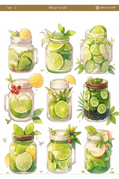 MirayDesign 1 Foaie de autocolante tematice cu borcane – Jurnal și Planificat...