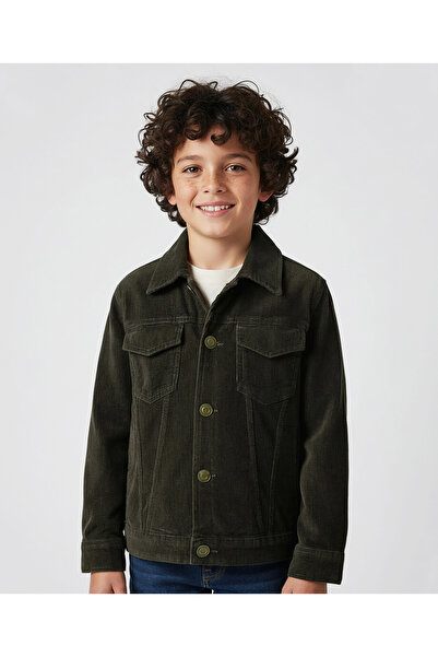Pine kids Cotton Woven Full Sleeves Solid Jacket - Olive Green