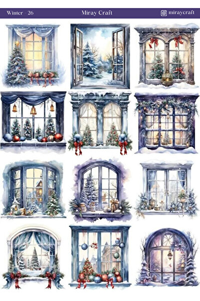 MirayDesign 1 foaie de autocolante cu tematică de iarnă 12*17 cm pentru album...