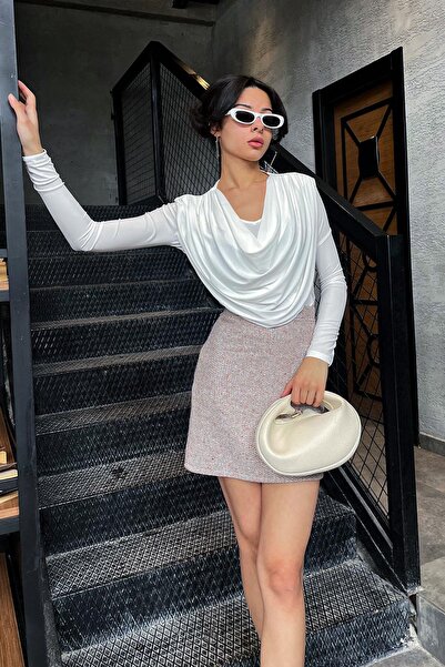 Noa&Noa Noa Noa Omuz Pile Detay Degaje Yaka Bluz - Ekru EKRU