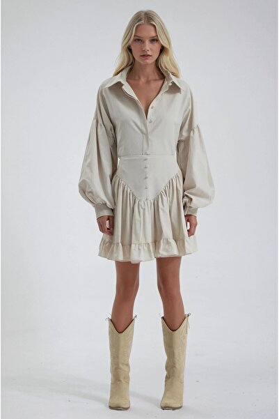 Lijuri Pile and Button Detailed Shirt Skirt Set 10309