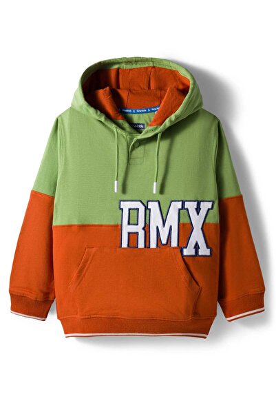 Pine kids Cotton Knit Full Sleeves Hoodie With RMX Patch & Kangaroo Pockets -...