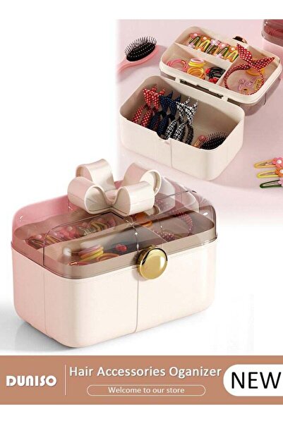 DOMEET 2 Layers Hair Accessories Storage Box with Lid, Hairband Hair Clip Jew...