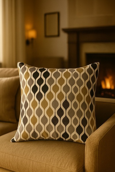 TekStilize Geometric Patterned Decorative Cushion Cover - 43X43 cm Water Repe...