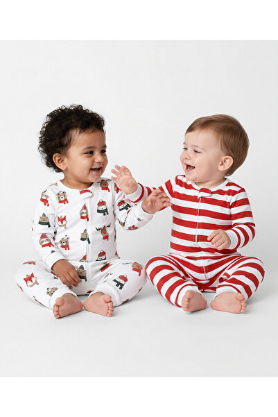 Bonfino جمبسوت بأكمام طويلة مطبوع بالكامل مع سحاب جانبي، عبوة من قطعتين - أبي...