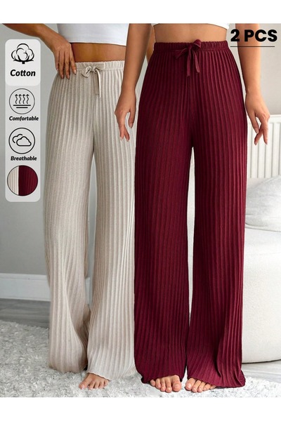 FORVENS 2'Li Women's Corded Fabric Report Pants & Sweatpants, Casual Home Wea...