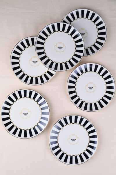 tabakevi Tabak Evi Porcelain Butterfly Collection Gold Gilded Cake Plate Blac...