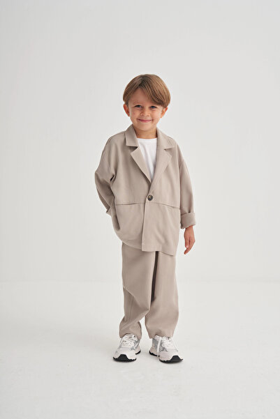 Oliven The Kid طقم تينسل مع سترة للأعمار من 2-6 سنوات باللون البيج