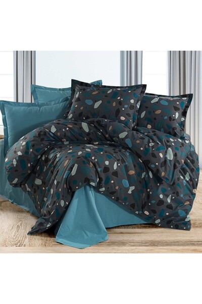 Pucioasa 4-piece sheet set 240x270 cm made of 100% satin cotton, Abstract stones