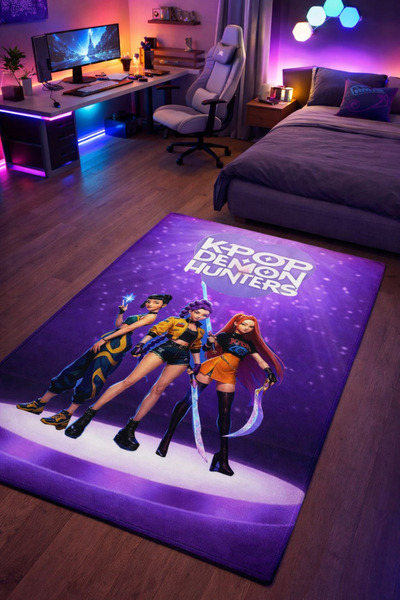 RUGRUMBA Kaymaz Taban K-Pop Demon Hunters Temalı Makinede Yıkanabilir Gamer G...