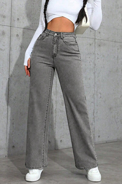 Maıson De Mode Füme Palazzo Pantolon Wide Leg Yüksek Bel Denim Jeans