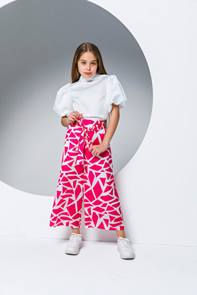 incity Bluză elegantă pentru fete, cu mâneci tip balon și guler închis - Noul...