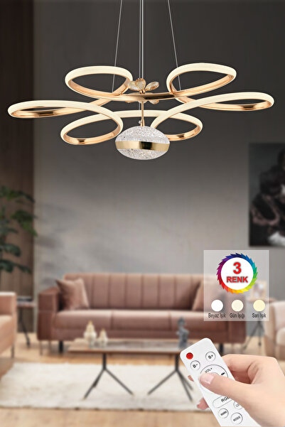 Luxira Aydınlatma Lina Gold Papatya Kasalı 3 Renk Kumandalı Ledli Modern Led ...