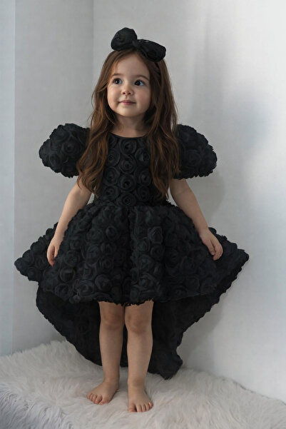Tomac Kız Çocuk Gül Detaylı Prenses Abiye Elbise – Kabarık, Özel Gün & Doğum ...