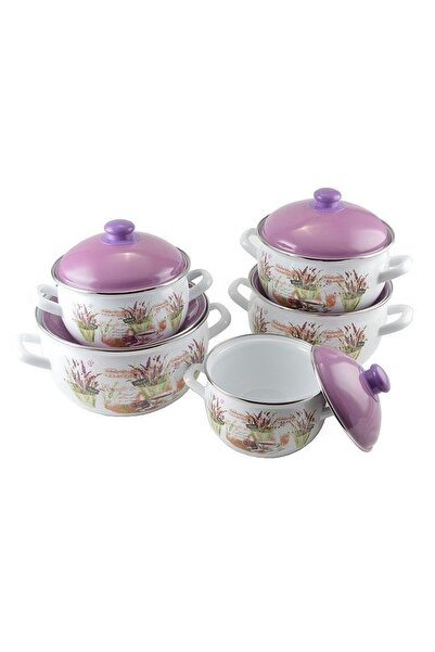 Perfect Home Set de gătit emailat, 10 buc., alb